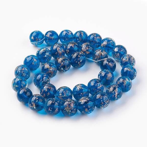 Handmade Gold Sand Lampwork Beads Strands