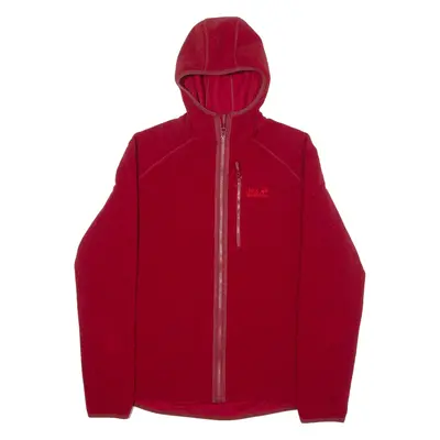 JACK WOLFSKIN Mens Fleece Jacket Red Knit Hooded M