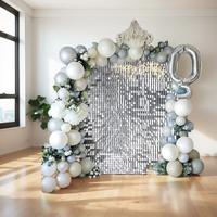 Silver Shimmer Wall Backdrop 24PCS Silver Sequins Backdrop Decoration Panels, Photo Backdrops for Birthday, Anniversary Weddi...