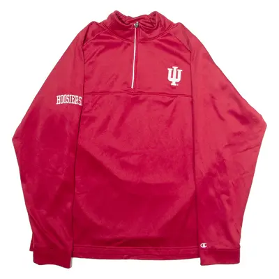 CHAMPION University Of Indiana Hoosiers Mens Sweatshirt Red 1/4 Zip USA L