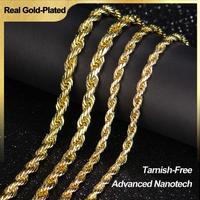 Holylegend 14K Real Gold-Plated Rope Chain Necklace for Women and Men,Upgraded Shine, Faceted Cut, Tarnish-Free, 6mm/8mm, 22\...