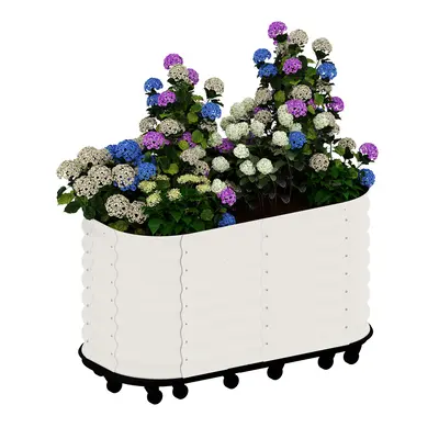 Garvee Self-Watering Wheeled Metal Garden Bed with Lockable Wheels & Water Reservoir, Galvanized Steel, Rust-Resistant, Mobil...