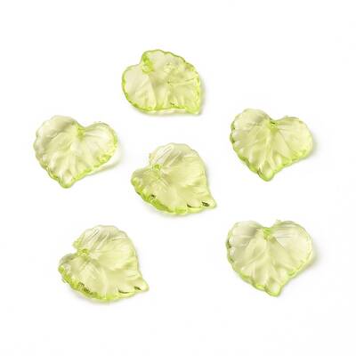 Green Transparent Acrylic Leaf Pendants for Chunky Necklace Jewelry