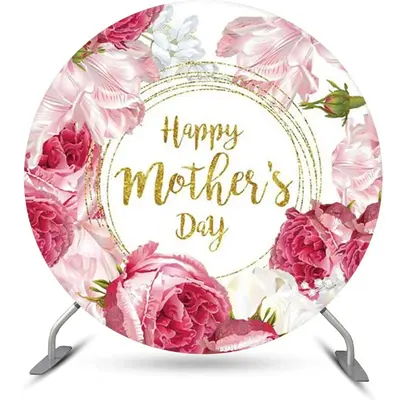 Aperturee Circle Floral Gold White Happy Mothers Day Backdrop | Diy Mothers Day Banner | Mother'S Day Backdrop | Happy Mother...