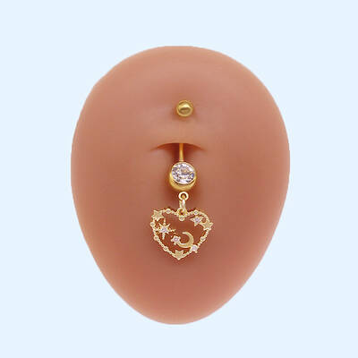 316L Surgical Stainless Steel Micro Pave Clear Cubic Zirconia Belly Rings