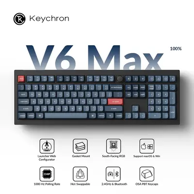 Keychron V6 Max QMK/VIA Wireless Custom Mechanical Keyboard computer accessories  programmable button  ergonomic design Osa ...