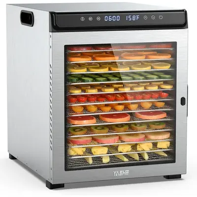 YASHE Food Dehydrator Machine, 12 Stainless Steel Food Dryer, 1300W save more time,for Food and Jerky, Herbs, Meat, Fruit, Do...