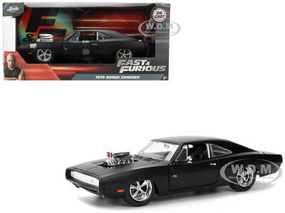 1970 Dodge Charger R/T Matt Black Fast & Furious (2009) Movie Fast & Furious Series 1/24 Diecast Model Car by Jada