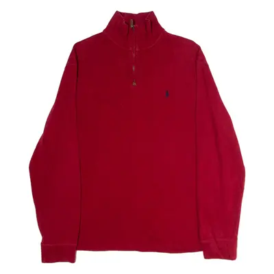 POLO RALPH LAUREN Mens Jumper Red 1/4 Zip Tight Knit L