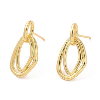 Rack Plating Brass Twist Oval Dangle Stud Earrings