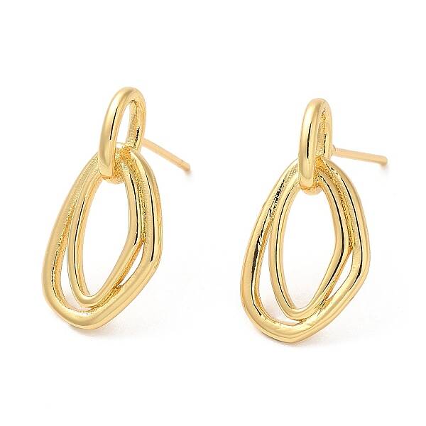 Rack Plating Brass Twist Oval Dangle Stud Earrings