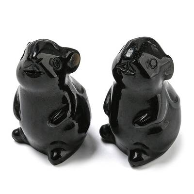 Natural Obsidian Carved Healing Mouse Figurines