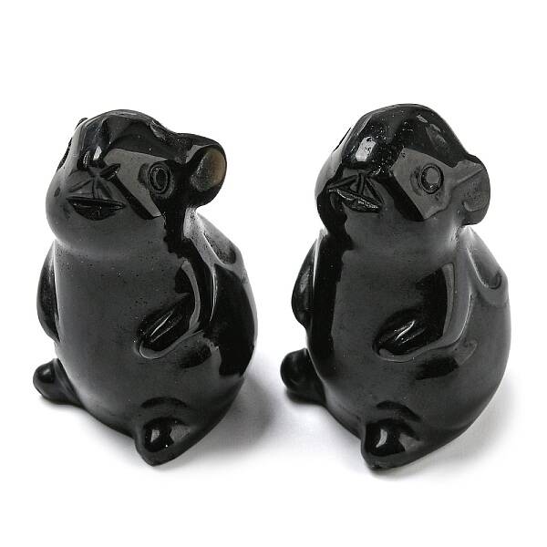 Natural Obsidian Carved Healing Mouse Figurines