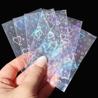 Heart Pattern Photocard Sleeve, 50pcs/pack Laser Card Sleeve, Holographic Film for Card Making, DIY Scrapbooking Supplies, Gi...