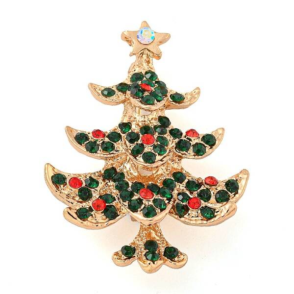 Christmas Tree Theme Zinc Alloy with Rhinestone Brooches