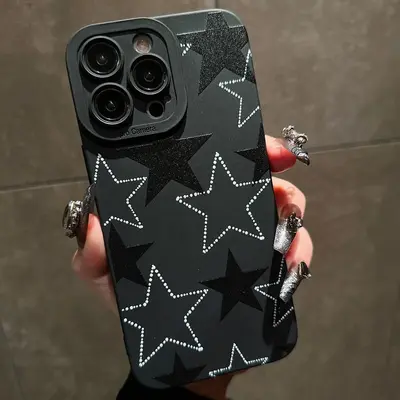 Fashion Star Pattern Phone Case, Decorative Phone Protector Cover, Phone Accessories Compatible with iPhone X 11 12 13 14 15 ...