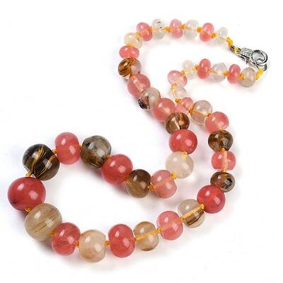 Tigerskin Glass Rondelle Graduated Beaded Necklaces for Women Men