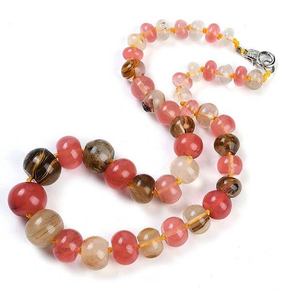 Tigerskin Glass Rondelle Graduated Beaded Necklaces for Women Men