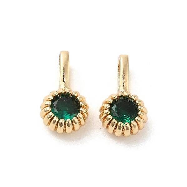 Brass Micro Pave Cubic Zirconia Charms