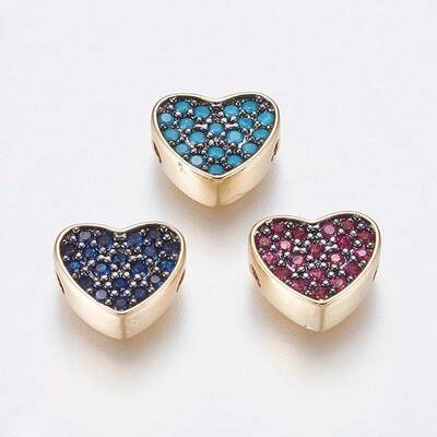Brass Micro Pave Cubic Zirconia Beads