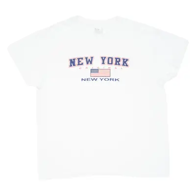 FRUIT OF THE LOOM New York Mens T-Shirt White USA XL