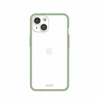 Clear iPhone 14/16e Case with Sage Green Ridge