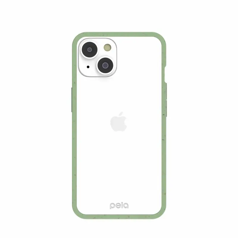 Clear iPhone 14/16e Case with Sage Green Ridge