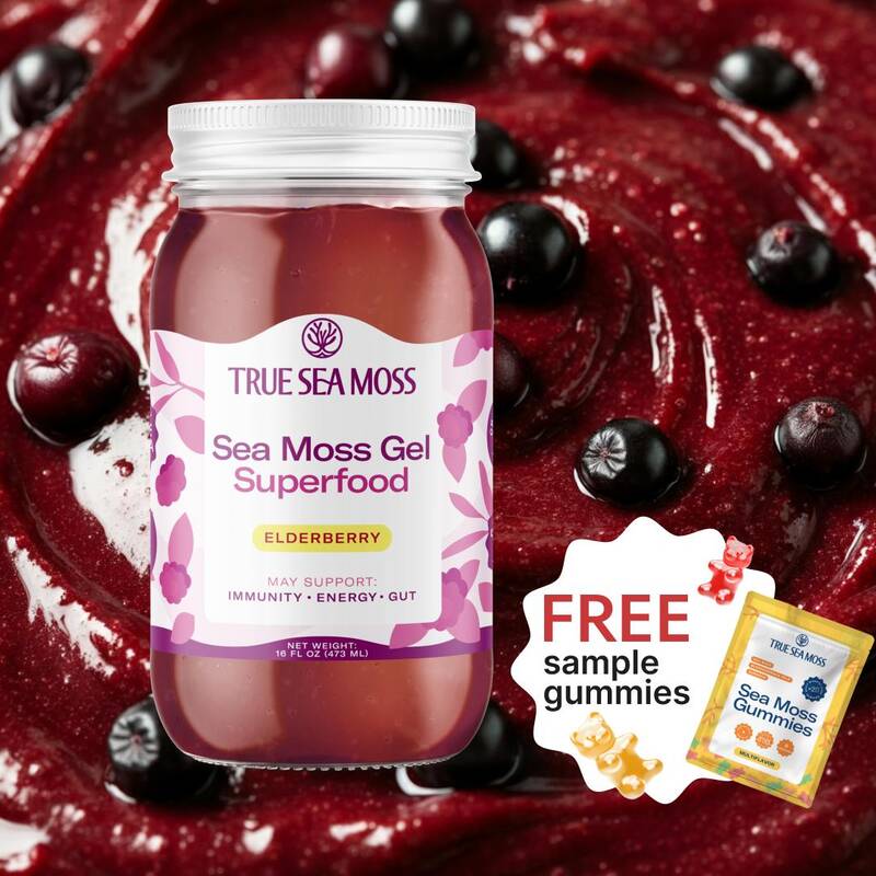 True Sea Moss Elderberry Irish Sea Moss Gel and Gift – Rich in Essential Minerals & Vitamins – supports overall wellness