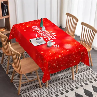 Red Bokeh Merry Christmas Party Pattern Tablecloth - Aperturee