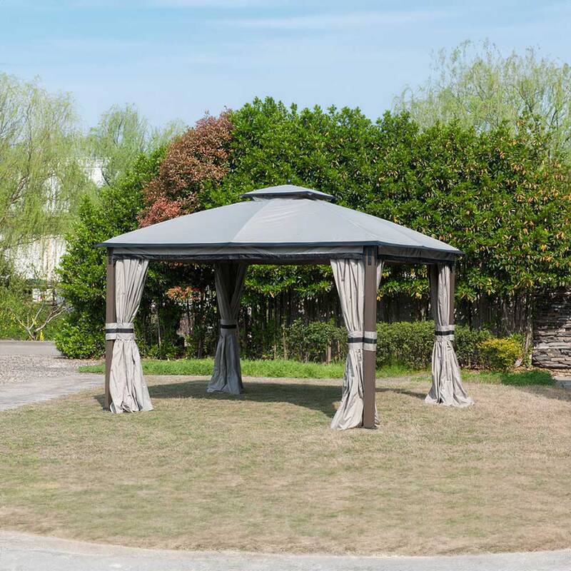 SUNJOY Light Gray Replacement Canopy For Shadow Creek Gazebo (10 ft. x 12 ft. ) L-GZ1140PST-C1 Sold At Big Lots