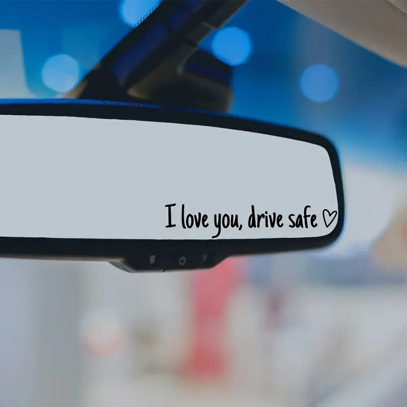 [4 Packs] I Love U,Drive Safe.Rearview Mirror Sticker(black+white),Car Rearview Mirror Decal, Inspirational Vinyl Sticker