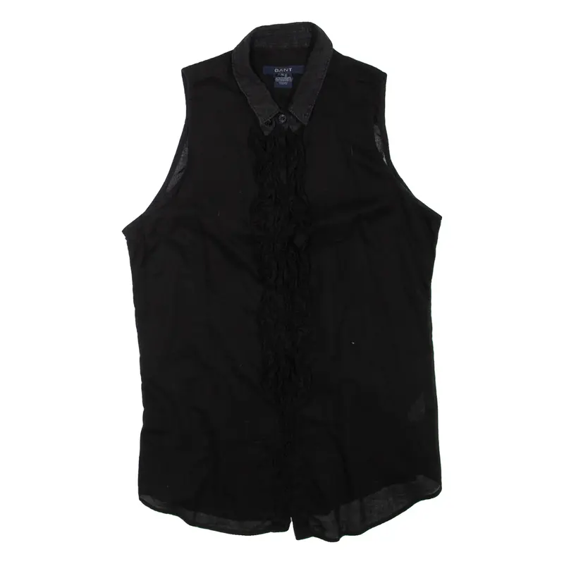 GANT Womens Shirt Black Collared Sleeveless UK 12