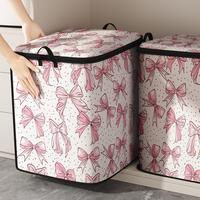 Bow Pattern Storage Bag, 1 Count Cute Quilt Organizer with Handle, Durable Bedding Organizer for Home Bedroom Living Room Org...
