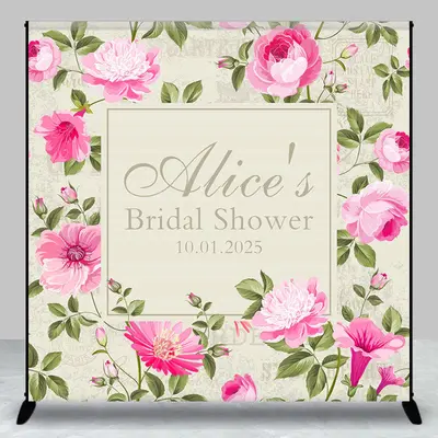 Custom Vintage Stamp Floral Bridal Shower Backdrop