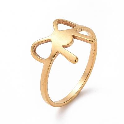 Ion Plating(IP) 201 Stainless Steel Bowknot Finger Ring