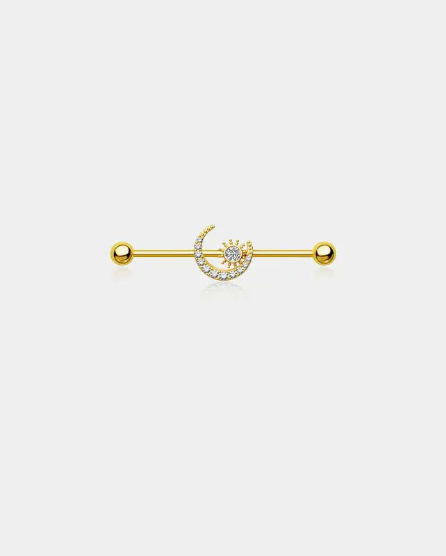 Moon and Sun Industrial Barbell - Gold