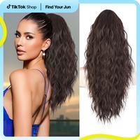 CHAOEE Claw Clip Ponytail Extension 20inch Curly Wavy Pony Tails Hair Extensions Layered Fluffy Clip on Hairpieces for Women ...