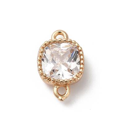 Brass Pave Clear Glass Connector Charms