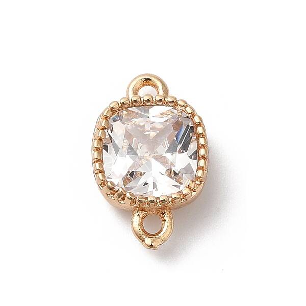 Brass Pave Clear Glass Connector Charms