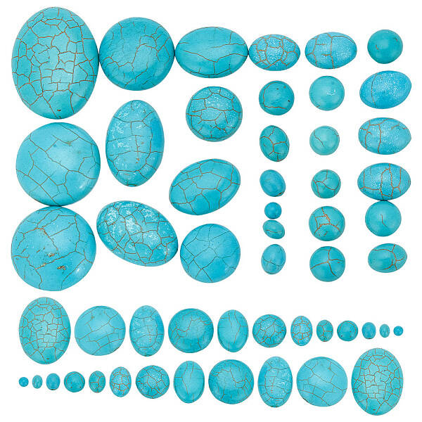132Pcs 14 Styles Synthetic Turquoise Cabochons