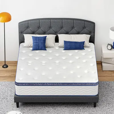 Hybrid 10-12 Inch Mattress Twin Size Medium Firmness Cooling Gel Foam Certified Safe Foams & Fabric Strong Edge Support Waffl...