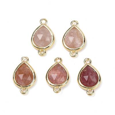 Natural Strawberry Quartz Faceted Connector Charms