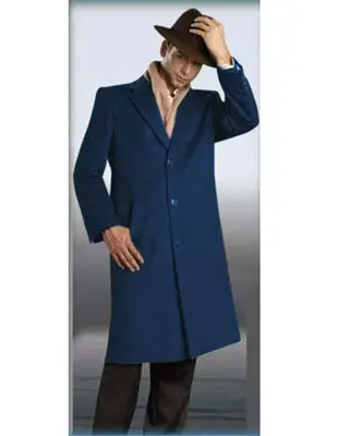 Men's Dark Royal Blue Authentic Alberto Nardoni Brand Full Length Coat