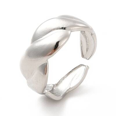 Non-Tarnish 304 Stainless Steel Twist Rope Open Cuff Ring for Women
