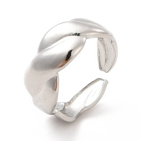 Non-Tarnish 304 Stainless Steel Twist Rope Open Cuff Ring for Women