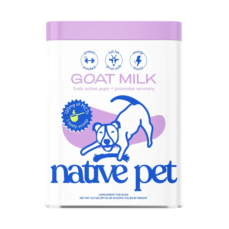 Native Pet Goat Milk for Dogs - Protein Packed, Full Fat, Energy Boost - Fuels Active Pups, Promotes Recovery - All Ages