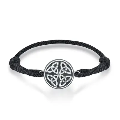 Sterling Silver Celtic Knot Triquetra Charm Bracelet for Men