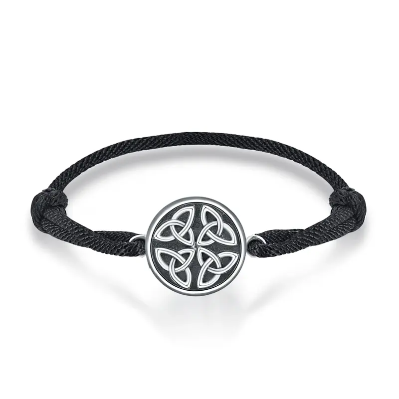 Sterling Silver Celtic Knot Triquetra Charm Bracelet for Men