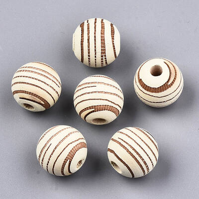 Painted Natural Wood Beads