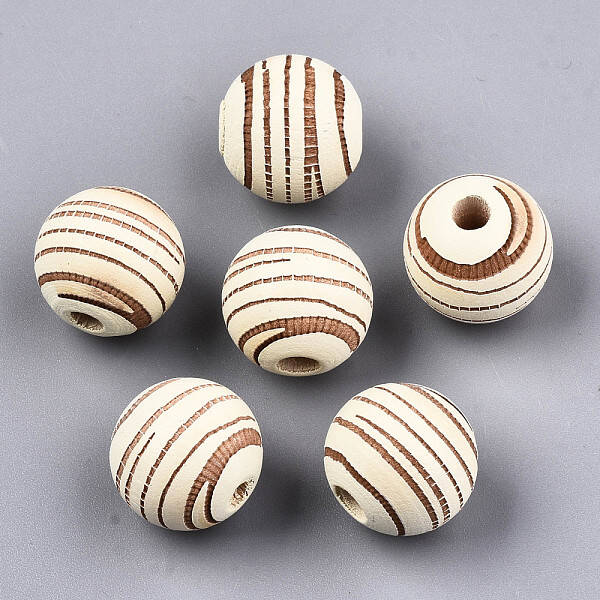 Painted Natural Wood Beads